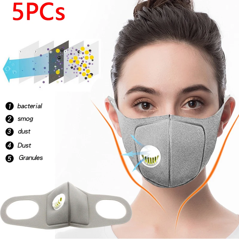 5 шт. губка пыль респираторные маски маска с дыхательный клапан Анти анти