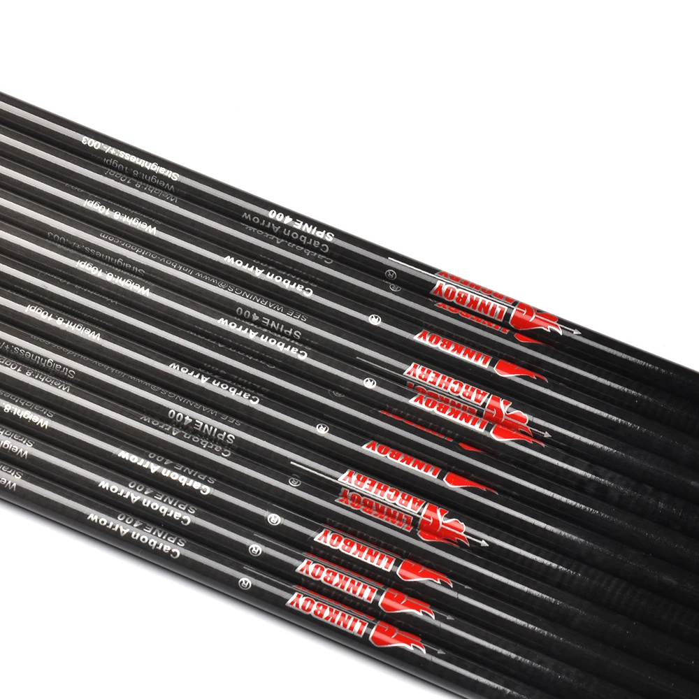 Стрелы Linkboy из чистого карбона для стрельбы лука 12 шт. ID4.2MM SP 350 1200 пластиковые