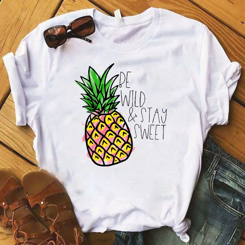 

2021 New Pineapple Fruits Clothing T-shirt Fashion Women Casual Tee Top Graphic T Shirt Female Kawaii Camisas Mujer Clothes