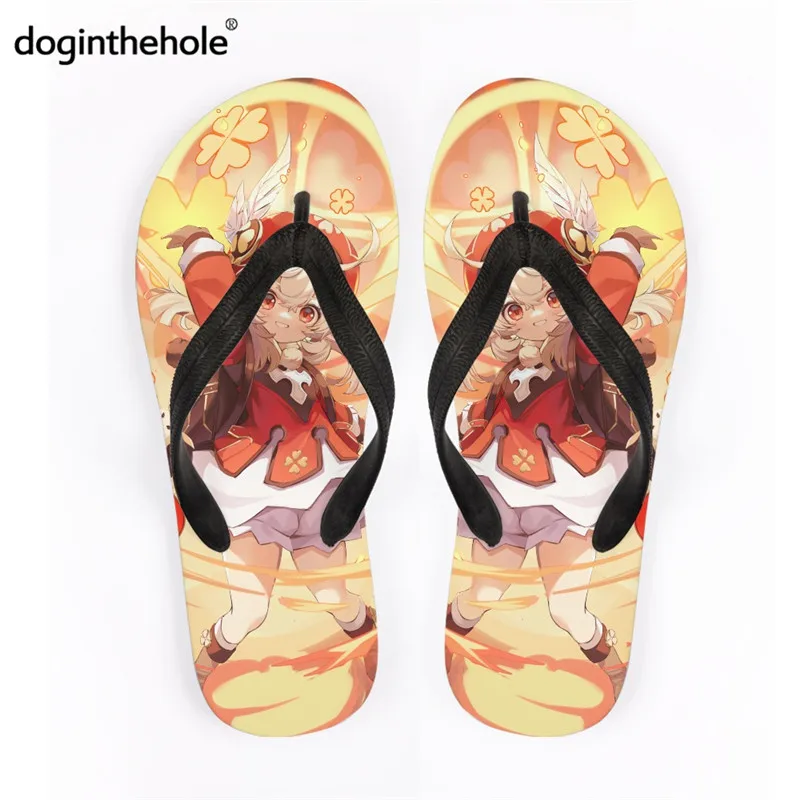 

Doginthehole Game Genshin Impact Women Flip Flop Cartoon Anime Kawaii Summer Beach Sandals For Ladies 2021 New Klee Home Slipper