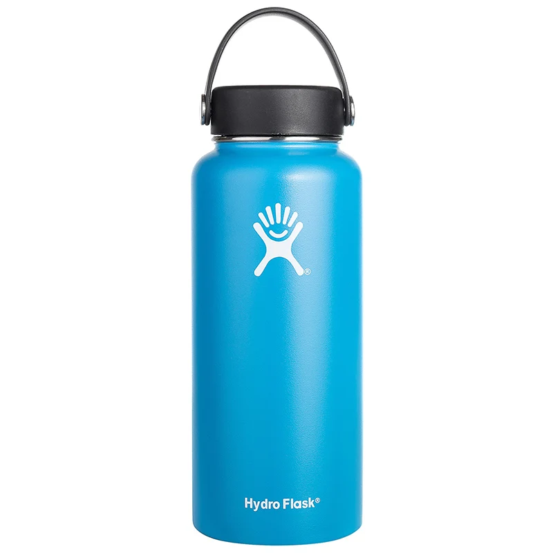 Light Blue 18 унций/32 унций/40 унций с широким горлышком на открытом воздухе спортивная бутылка стакан колба с вакуумной изоляцией Колба гидро колба из нержавеющей стали бутылка для воды - Цвет: Light Blue