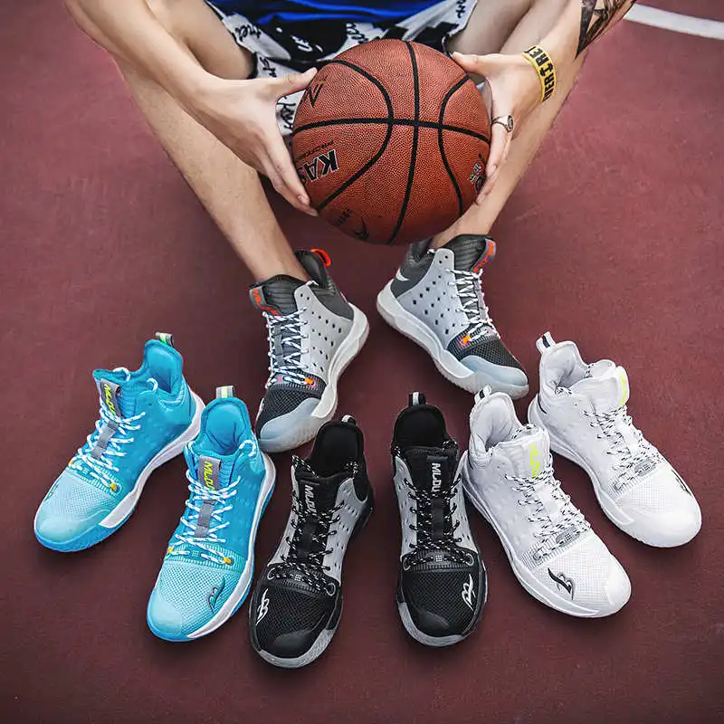 Fashion Blue Professional Men Basketball Shoes High quality Breathable Sport Shoes Sneakers Light Soft High Boots Basket Shoes