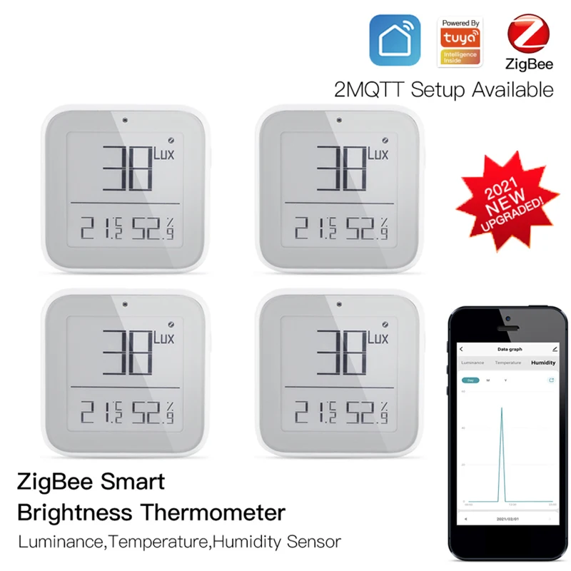 

Tuya Zigbee Смарт Яркость легкий термометр чувствительный Температура детектор влажности работают со шлюзом для alekse Google Home