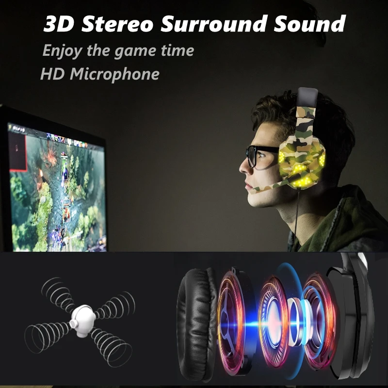 computer pc gamer headphone with mic led light noise cancel loud sound phone gaming headset for ps4 earphone music stereo helmet free global shipping