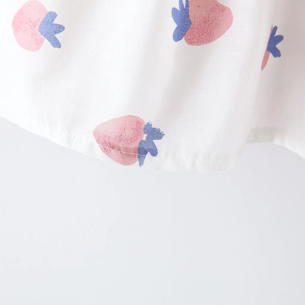 Платье для девочек с воротником в виде клубники летящим рукавом | Детская одежда