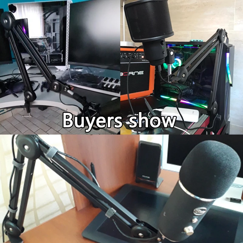 microphone stand heavy duty adjustable suspension boom arm scissor spring built in mic stand mount stand holder for voice record free global shipping