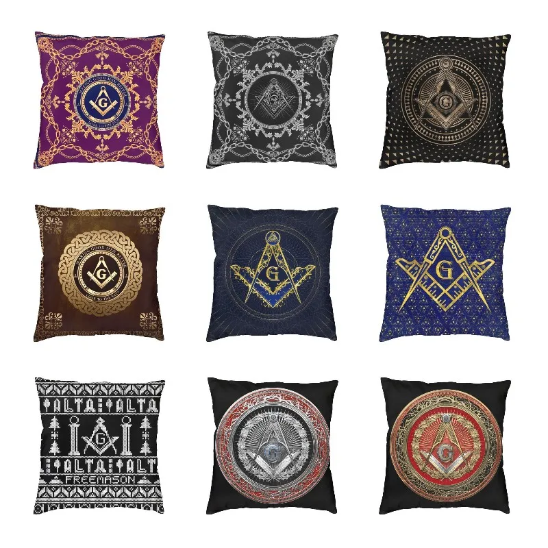 

Freemason Baroque Design Pillow Covers Bedroom Decoration Luxury Masonic Mason Cushion Decoration Salon Square Pillowcase