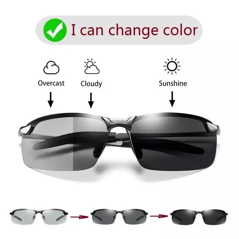 

Men's driving sunglasses color changing sunglasses men's polarized chameleon glasses day and night vision driver goggles uv400
