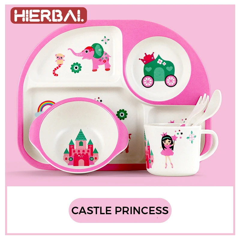 Бамбуковое волокно Детская мультяшная посуда для еды обеденная тарелка