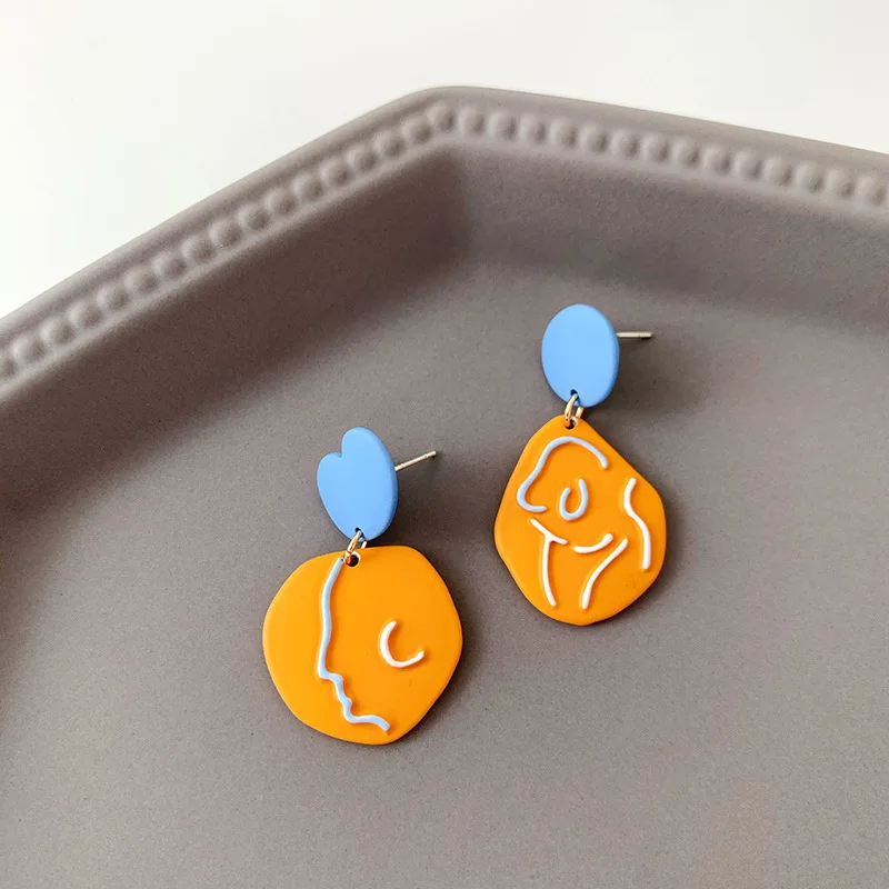 JKC 2020 висячие серьги в стиле панк с человеческим лицом для женщин Ретро