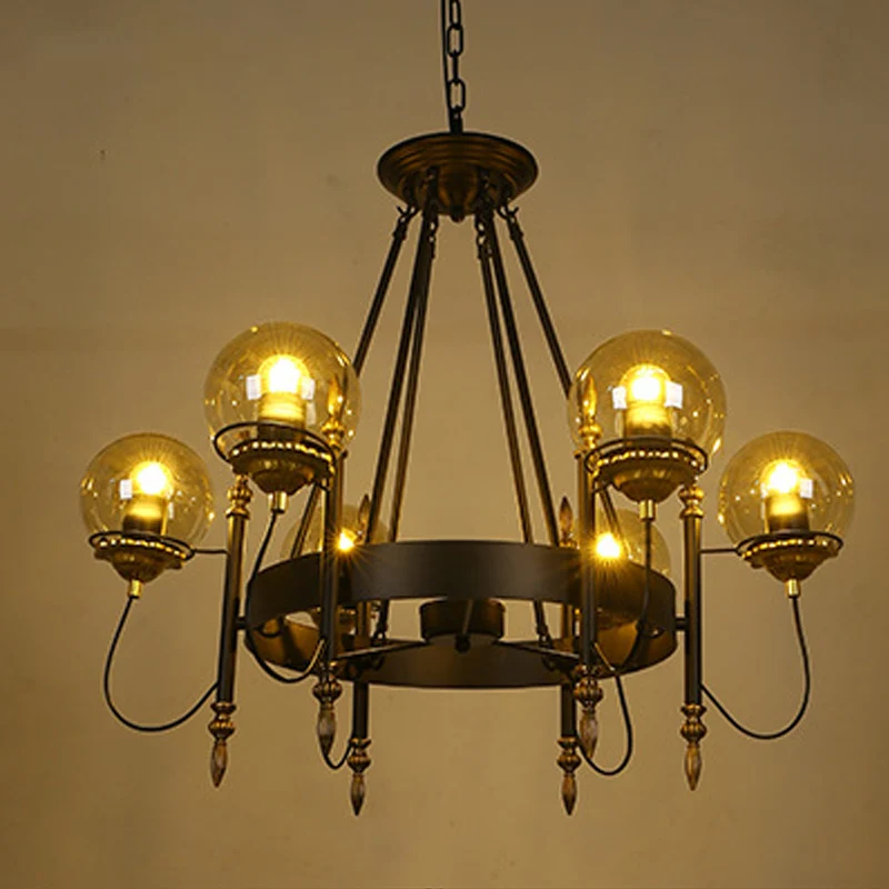 Стеклянная люстра в стиле индустрии американская Ретро железная лампа для