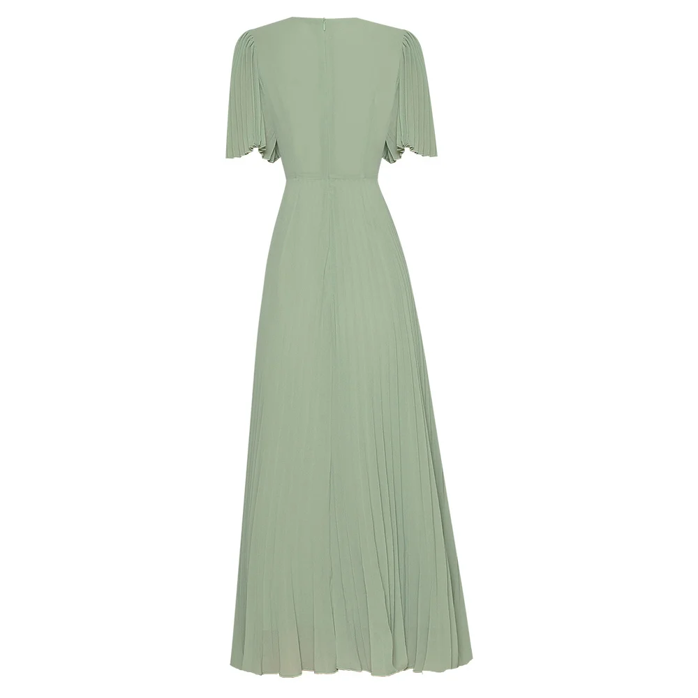 

HIGH QUALITY Newest 2021 Summer Fashion Designer Runway Lace Patchwork Pleated Dress