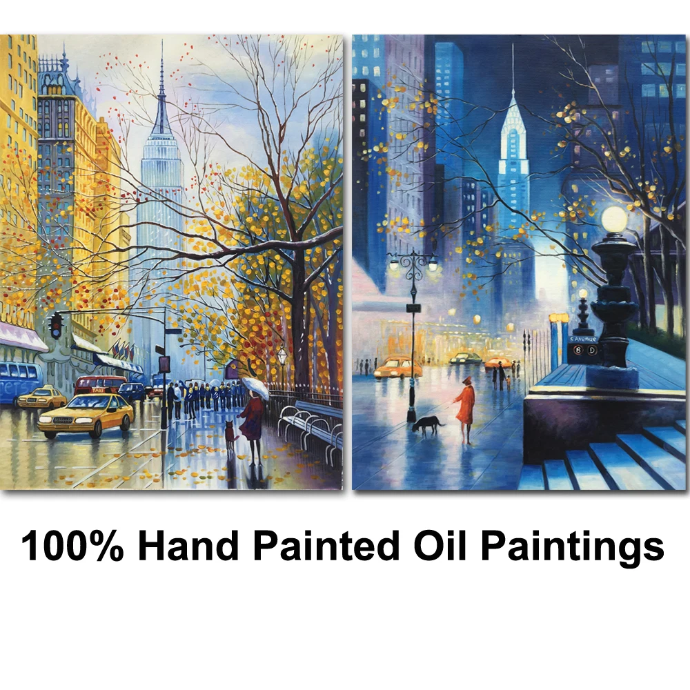 

Абстрактные Масляные картины, пейзажи, искусство, современные уличные сцены NYC, искусство ручной работы на холсте для офиса, комнаты, Настенный декор