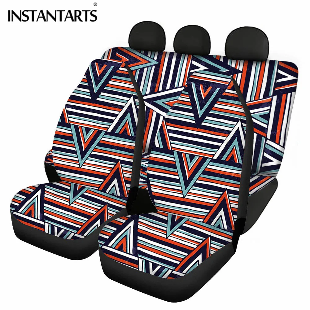 

INSTANTARTS Bohemian Front/Back Car Seat Cushion Stripe Multi Color Baja Print Washable Car Full Set Seat Protector Auto Covers