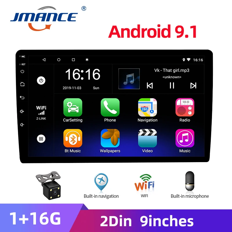 Универсальный Автомобильный мультимедийный плеер JMANCE 9 дюймов Android 1 Авторадио