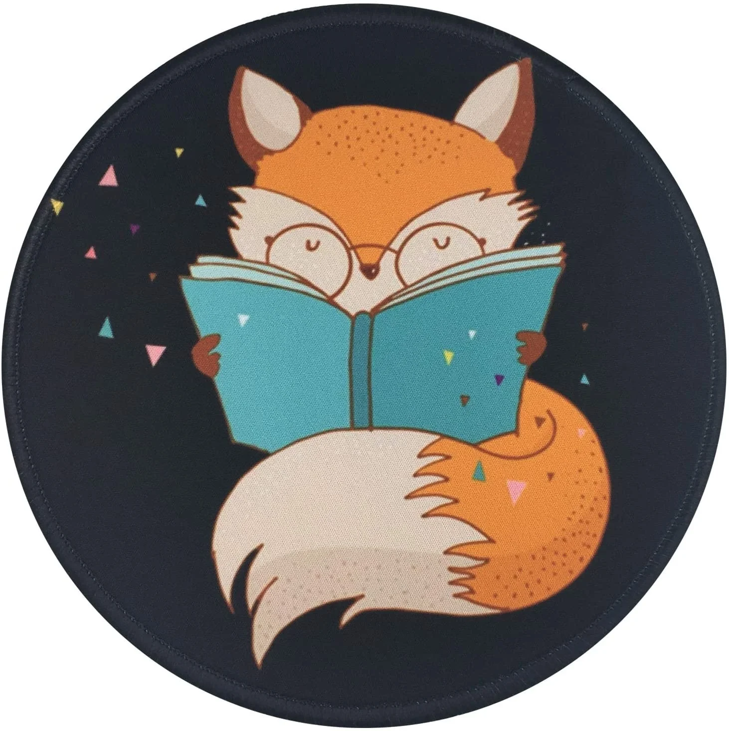 

Sweet Small Fox MousePads Anti-Slip Rubber Base Round Mouse Pad Delicate Stitched Edge Mouse Mat Perfect For Home Office Working