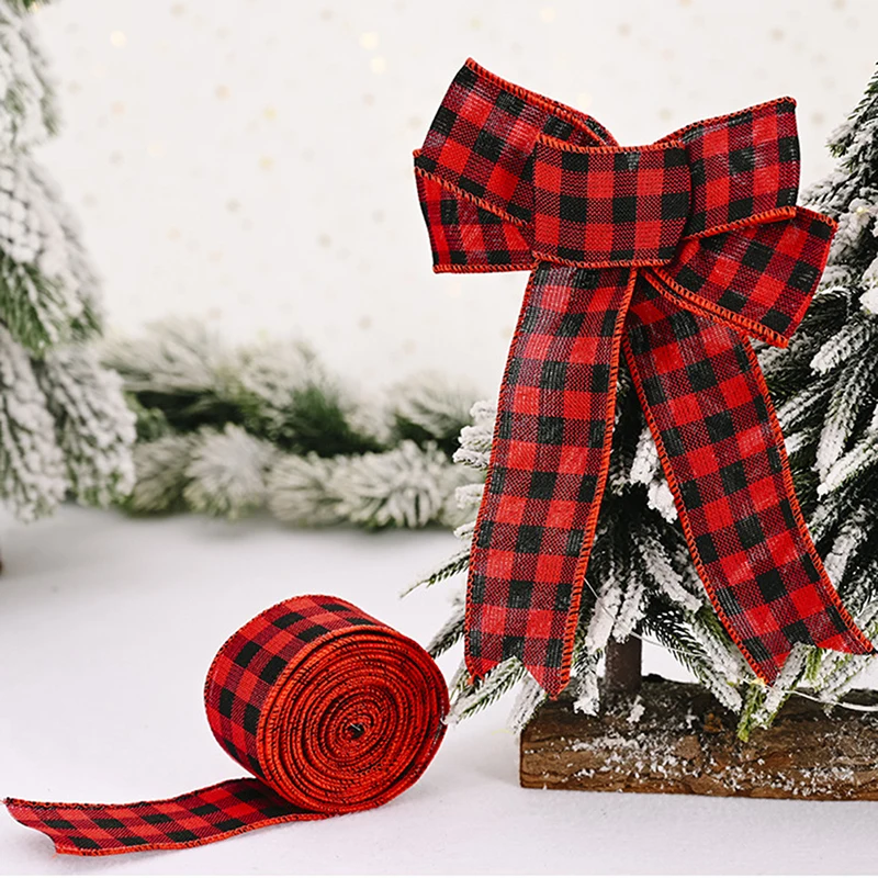 

2pcs Christmas Decorations Red Black White Check Ribbon For Party Decoration DIY Crafts 236 Inch Each Roll&