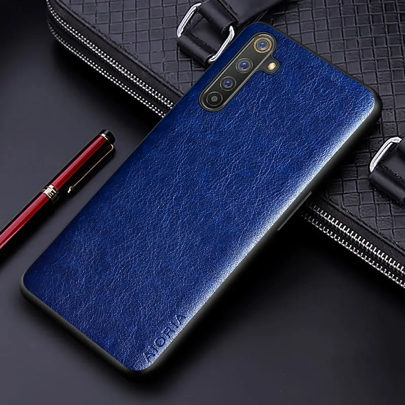 luxury pu leather case for oppo realme 6 pro 6i with business solid color design phone cover for oppo realme 6 pro case funda free global shipping