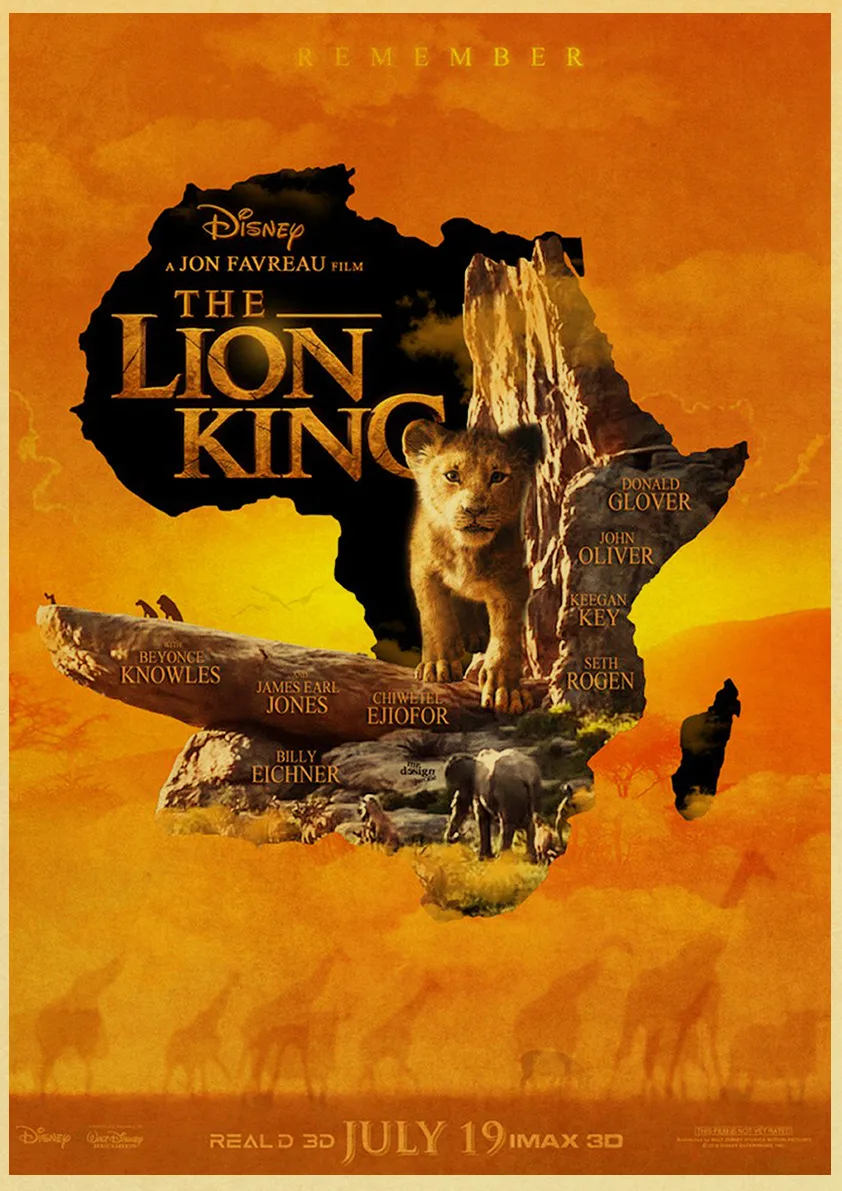 E167 ВИНТАЖНЫЙ ПЛАКАТ мультфильм Король Лев Ретро плакат крафт-бумага печатные стены для детей Плакаты для домашнего декора бара комнаты - Цвет: E167
