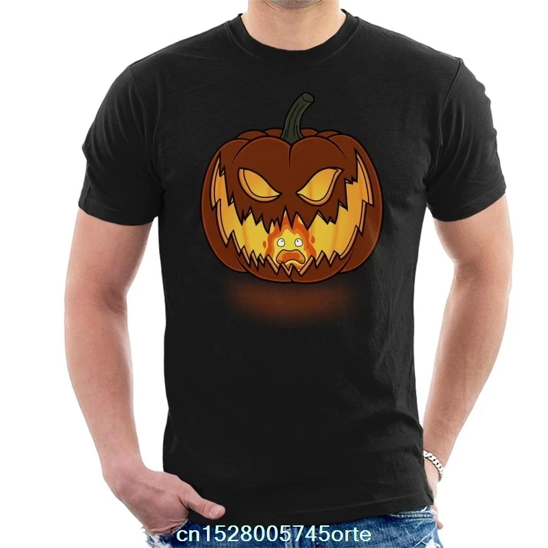 Мужская футболка с принтом camiseta на Хэллоуин Calcifer Flame 100% хлопок женская | одежда