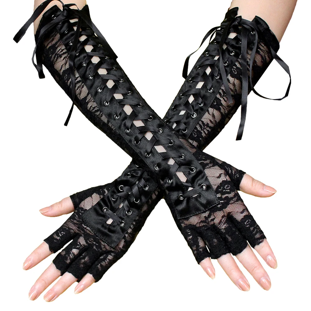 

Women Gloves Hollow Out Holes Sexy Punk Goth Ladies Disco Dance Costume Fingerless Mesh Fishnet Gloves