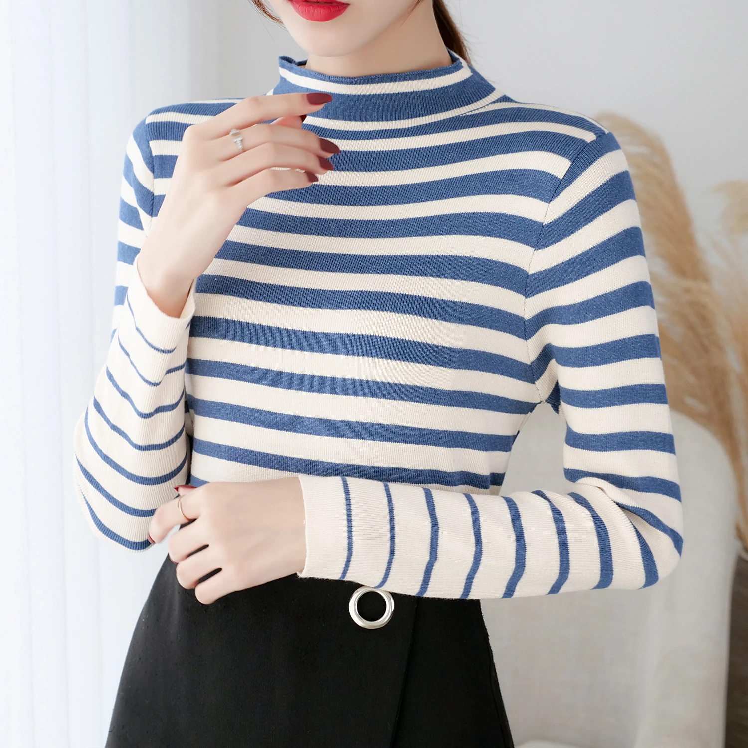 Высокое качество осень зима теплый женский свитер Толстая водолазка модный