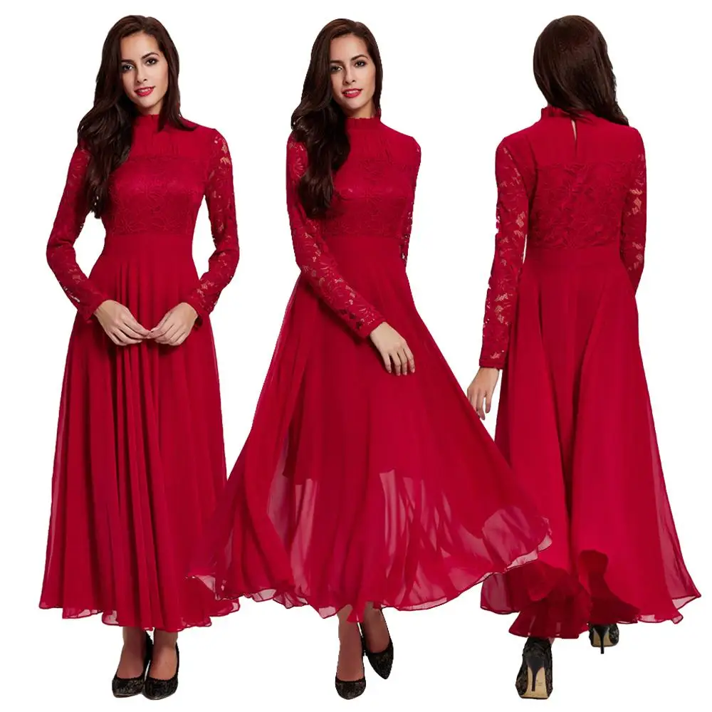 Женское кружевное вечернее платье с длинным рукавом Формальное свадебное