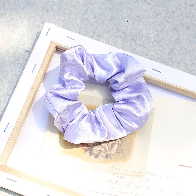 New Multi Color Solid Shiny Silky Hair Scrunchies Thick Satin Elastic Band Vintage Ponytail Rope For Women Comfortable |
