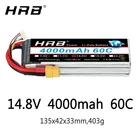 Аккумулятор HRB 14,8 в 4000 мАч, Lipo аккумулятор, батарея XT60 T Deans XT90 TRX EC5 для гексакоптер Квадрокоптер, FPV самолеты, Гоночная машина, лодка, RC части 60C