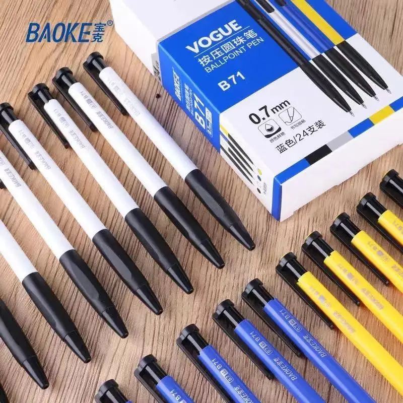 

2022 24pcs 0.7mm Ballpoint Pen Push Type B71 Blue Red Black Multicolor Refill 0.7 Durable Student Office Business Ballpoint Pen