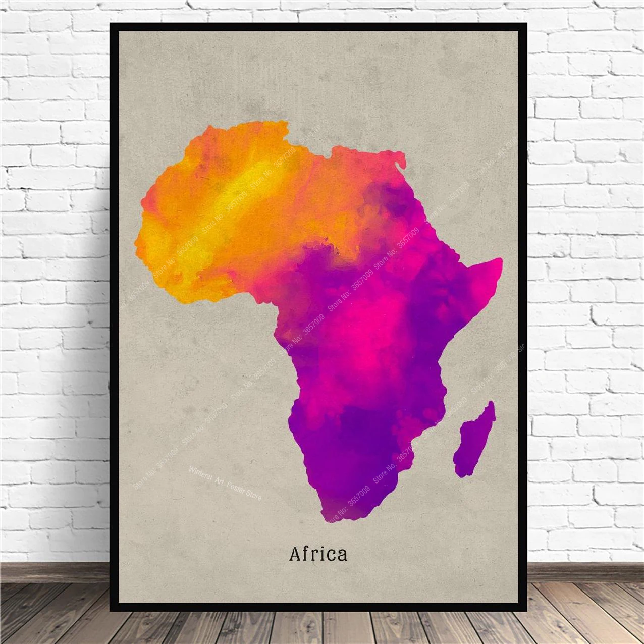 MT008 Африка Перу Португалия Акварельная карта Ретро мир путешествия холст