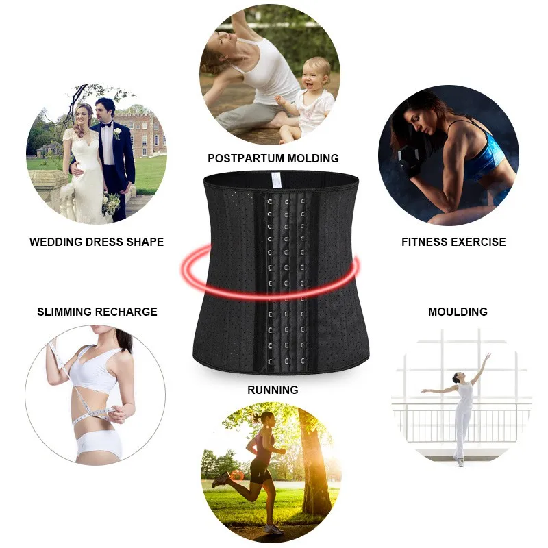 

Latex Waist Trainer Corset Belly Slimming Underwear Belt 25 Steel Boned Waist Cincher Sheath Body Shaper Breathable