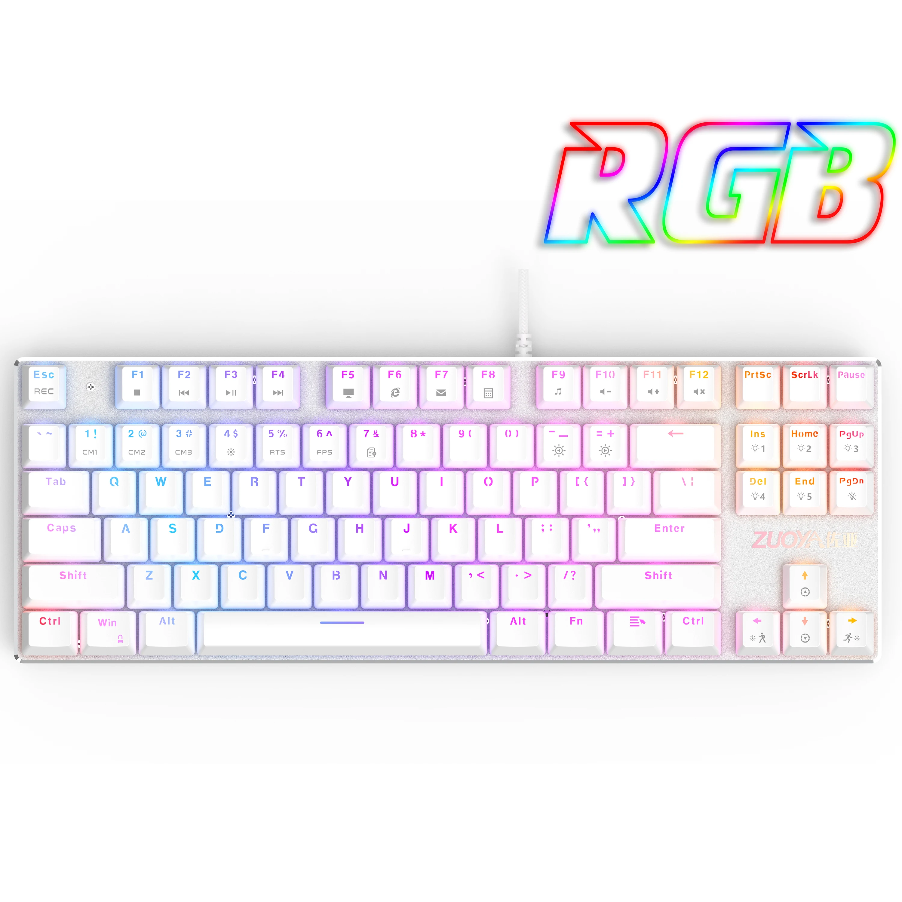 Механическая Проводная игровая клавиатура Mix/RGB подсветка 87 клавиш Anti-ghosting синий