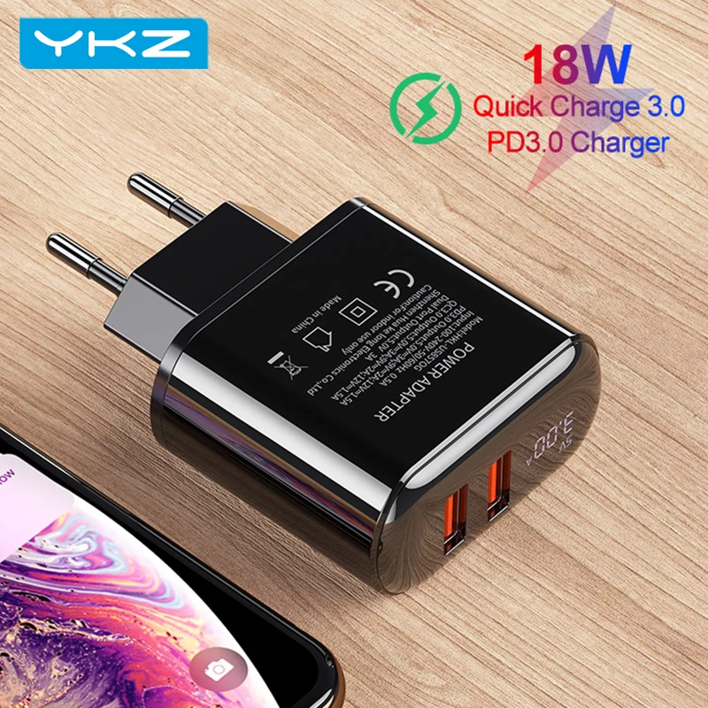 YKZ Quick Charge Dual USB Автомобильное зарядное устройство QC 3 0 быстрой зарядки