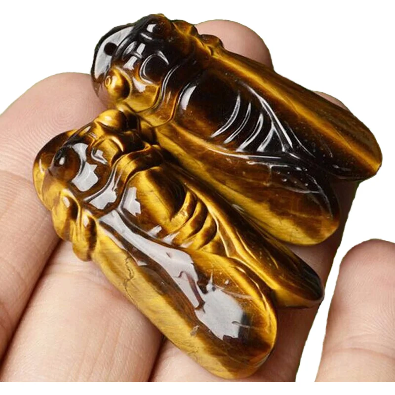 KYSZDL натуральный камень тигровый глаз Цикада подарок для влюбленных ювелирные