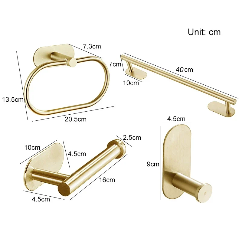 

Gold Towel Bar Robe Hook Wall Hanging Toilet Paper Holder Towel Rack Bathroom Hardware Set Stainless Steel Bathroom Accessories