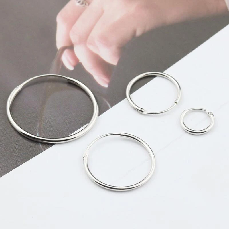 Минималистичные 925 пробы серебряные большие серьги кольца для женщин женские