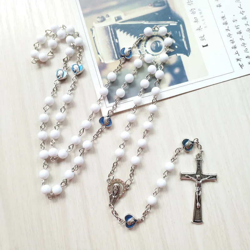 Ожерелье с подвеской-крестом QIGO длинное белое акриловое ожерелье розам