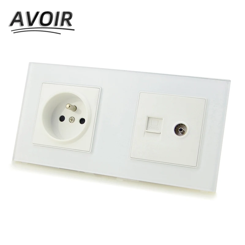 Avoir FR стандартная настенная розетка RJ45 Компьютер ТВ PC ПОРТ двойная электрическая