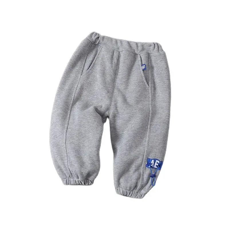 

New Autumn and Winter Boys and Girls Guard Pants Plus Velvet Double Pocket Elastic Band Sports Pants 1-5T