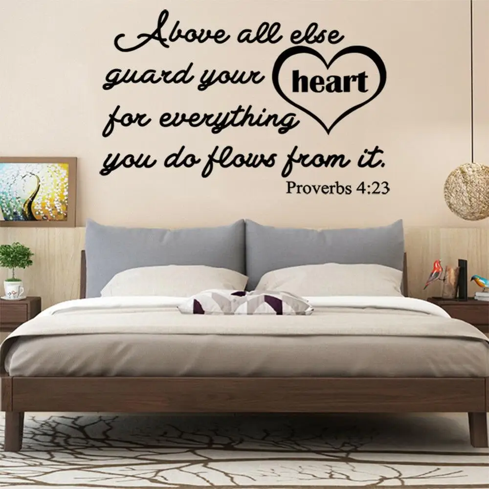 

Scripture Quote Wall Decals Proverbs 4:23 Bible Verse Word Vinyl Wall Stickers Removable Home Bedroom Living Room Decor Z709