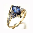 Женское циркониевое кольцо глаз лошади, обручальное кольцо синего цвета, Ювелирное Украшение для вечеринки, годовщины, 2021