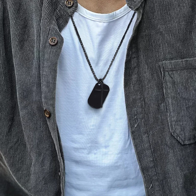 Vnox персонализированные ожерелья для мужчин и женщин с надписью The Bible Cross черные