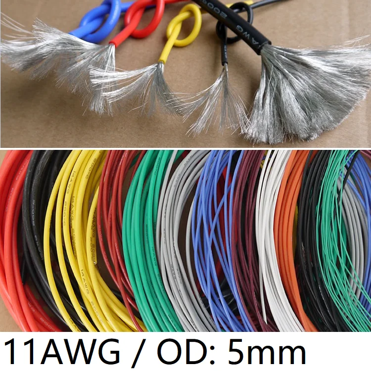 Силиконовый гелевый резиновый провод 11AWG OD 5 мм гибкий кабель