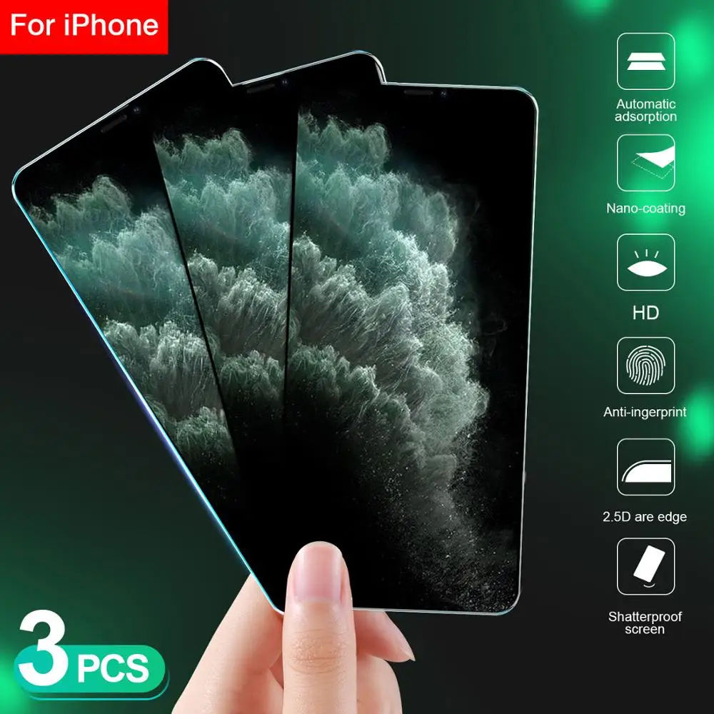 Закаленное стекло с полным покрытием для IPhone 11 Pro XR X XS Max SE 2020 Защитная пленка