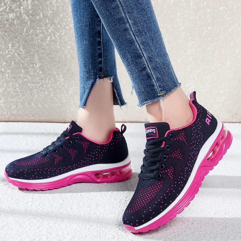 Fashion Women Running Shoes Breathable Air Cushion Sneakers Woman Height Increasing Platform Sports Trainers