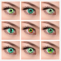 hotsale fancy green color contact lens fresh eye look scare manson colored cosplay cosmetic glasses