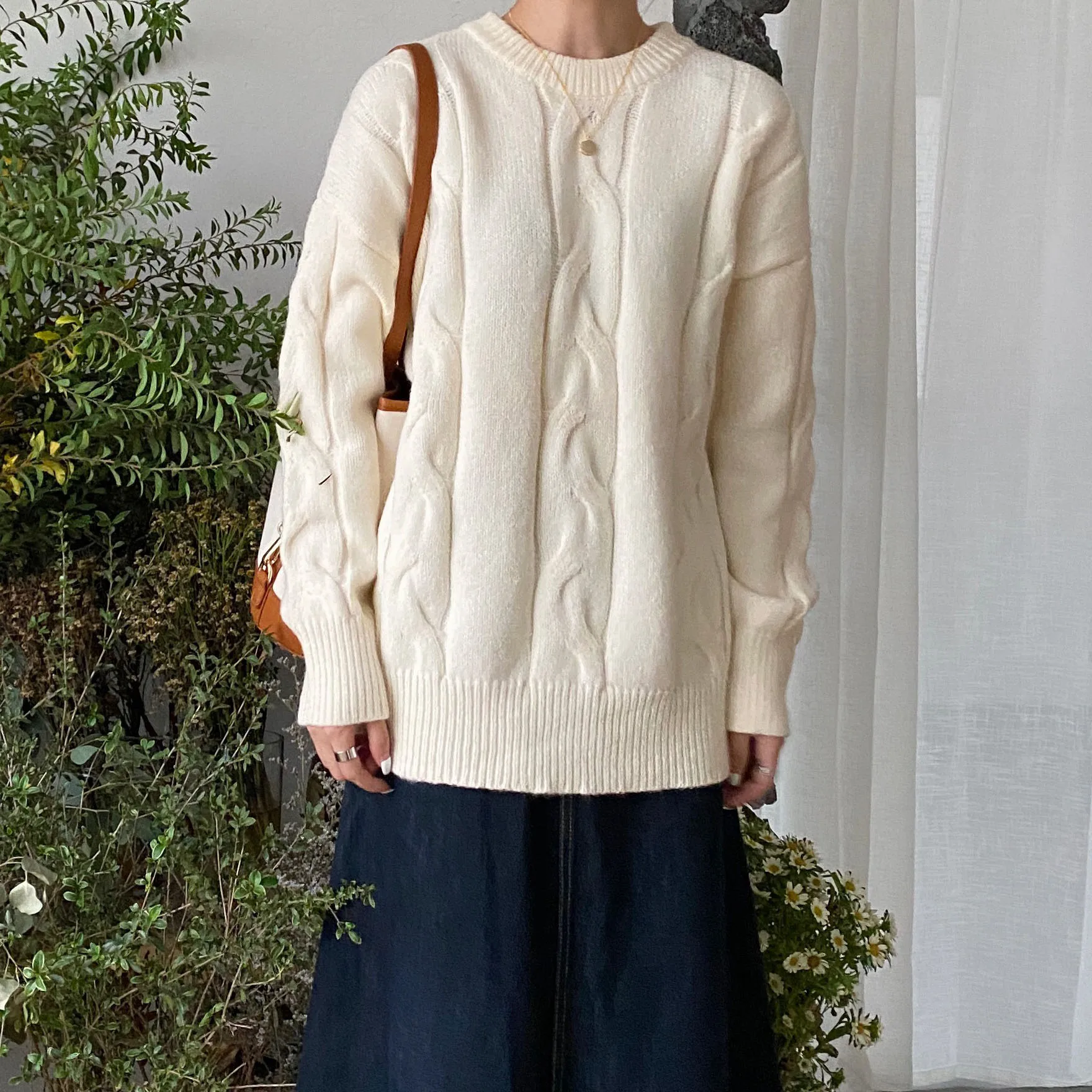 

REALEFT 2020 New Autumn Winter Warm Women's Sweater O-Neck Long Sleeve Loose Knitted Chic Minimalist Pullover Knitwear Ladies