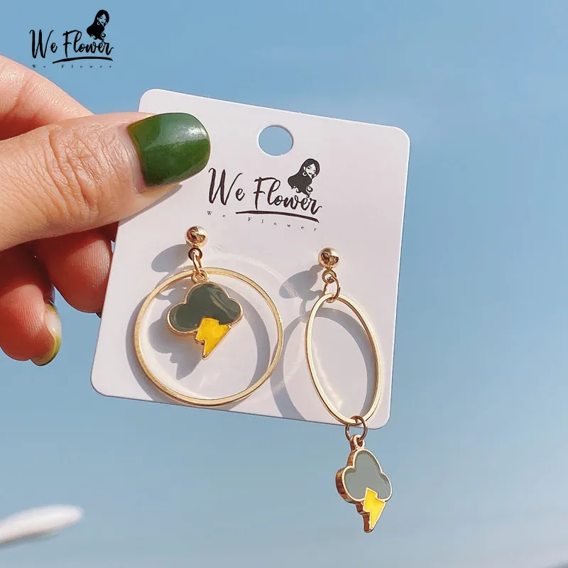 Серьги для девочек в Корейском стиле с цветами и круглыми облаками асимметричные
