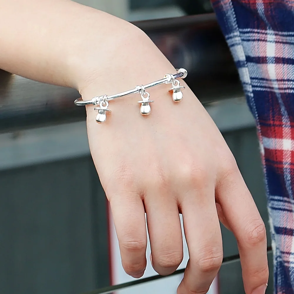 Персонализировать Простой 925 серебряные браслеты Симпатичные соски-пустышки